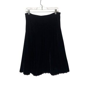 Vintage 90's Black Velvet A-Line Skirt with Sequin Trim by Vision Apparel Size L